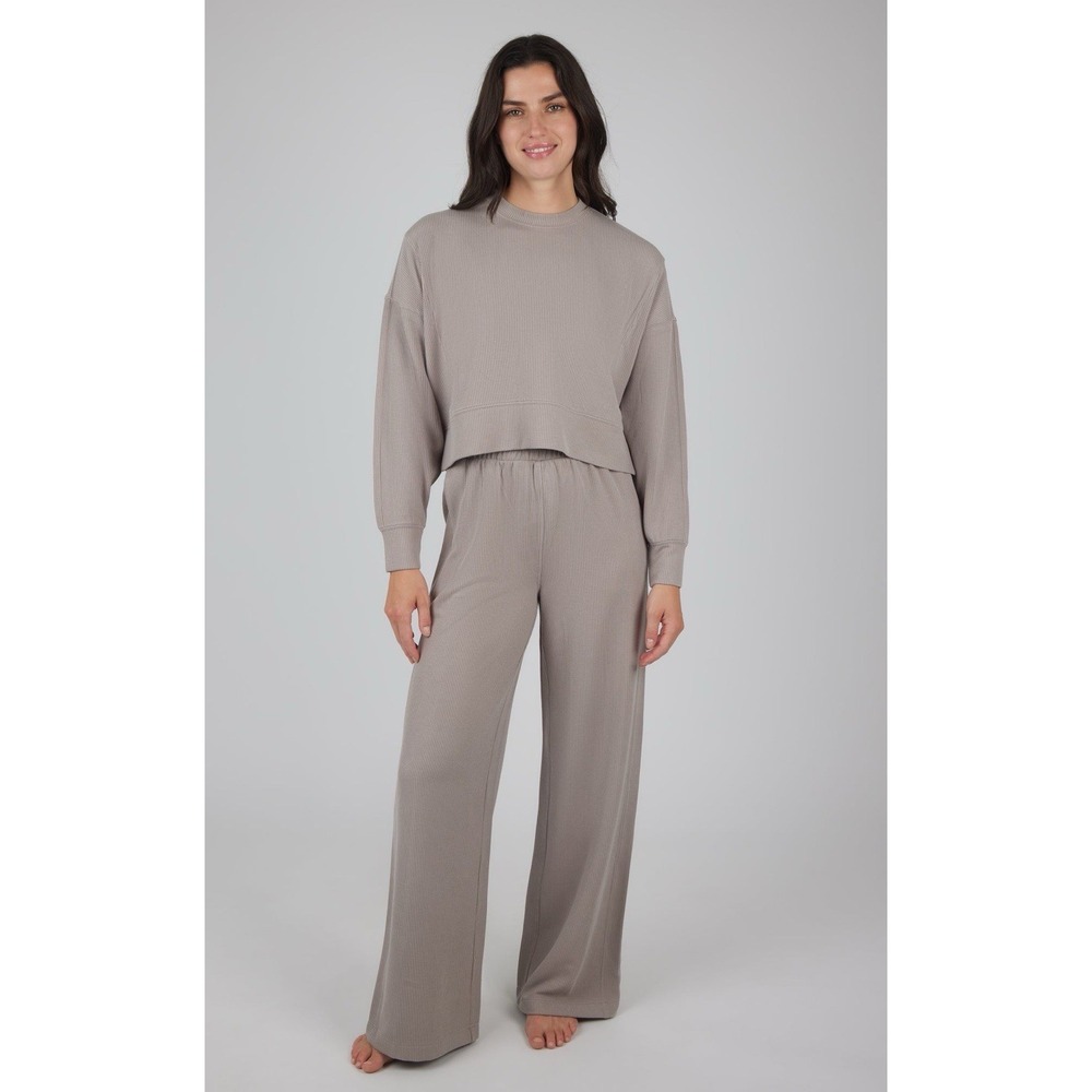 90 Degree By Reflex Womens Softlite Ribbed Pullover & Pant Set Size Med ($118)